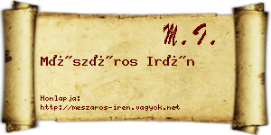 Mészáros Irén névjegykártya